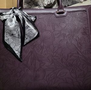 Purple Leather Embossed Laptop Case With Detachable Shoulder Strap New